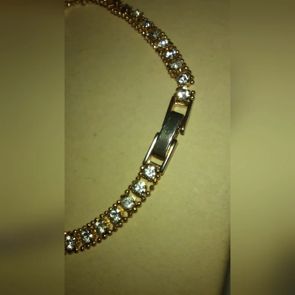 Vintage cz Gold Plated tennis bracelet Dainty Feminine